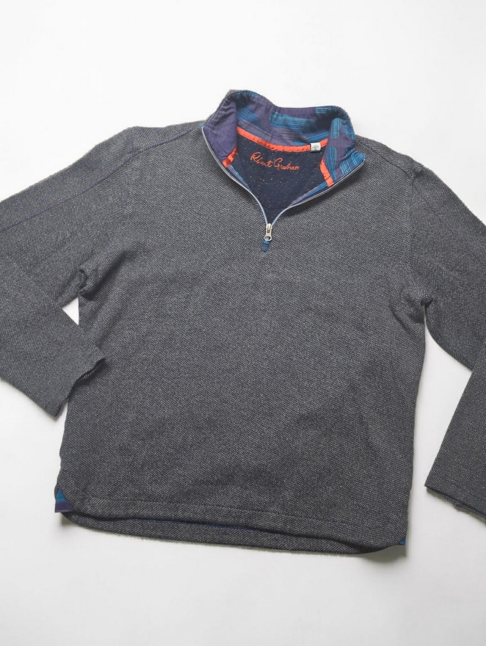 Robert Graham Knit Long Sleeve 1/4 Zip Pullover Size Large (23" X 25.5")